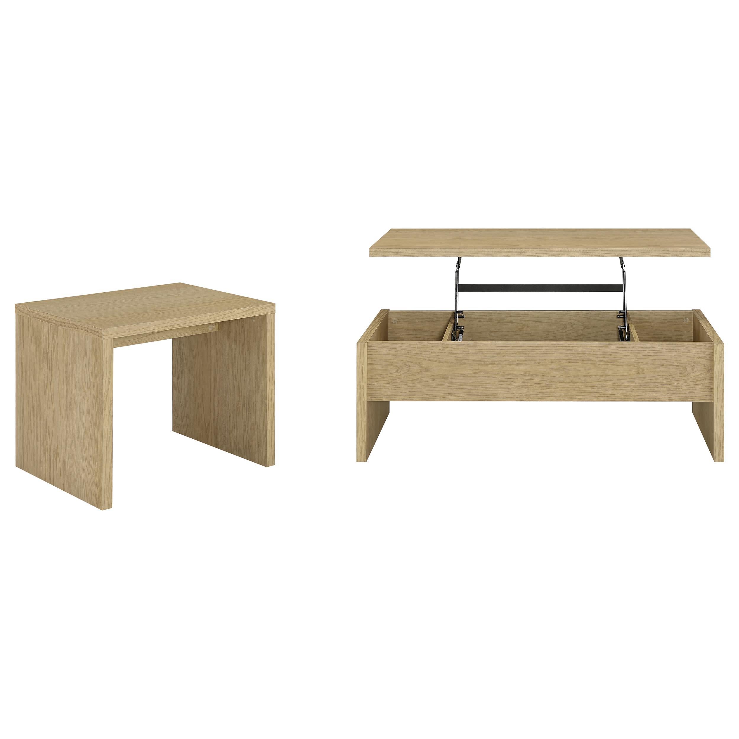 Coaster Furniture Canoga 706348-S2 2-piece Lift Top Cocktail Coffee Table Set - Light Oak IMAGE 1